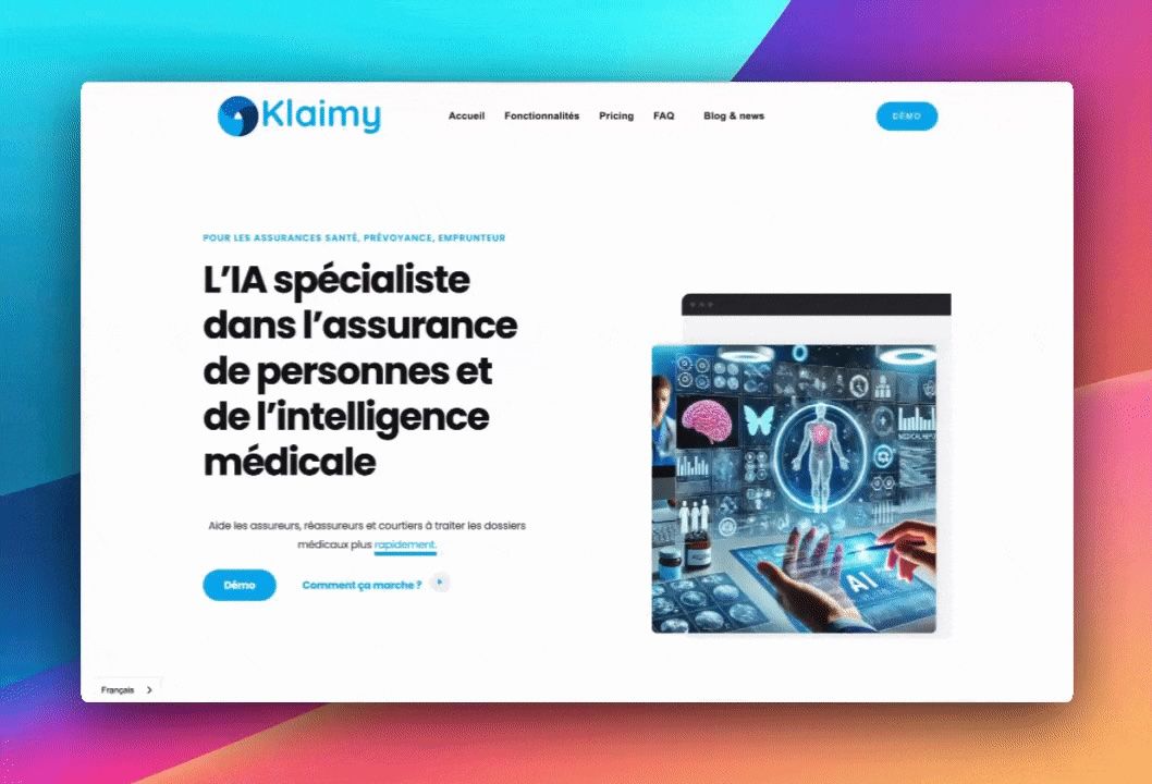 Klaimy – Plateforme IA pour les assurances